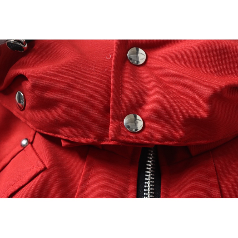 Moose Knuckles Men's Balistic Bomber Zip-Up Fur Jacket Red