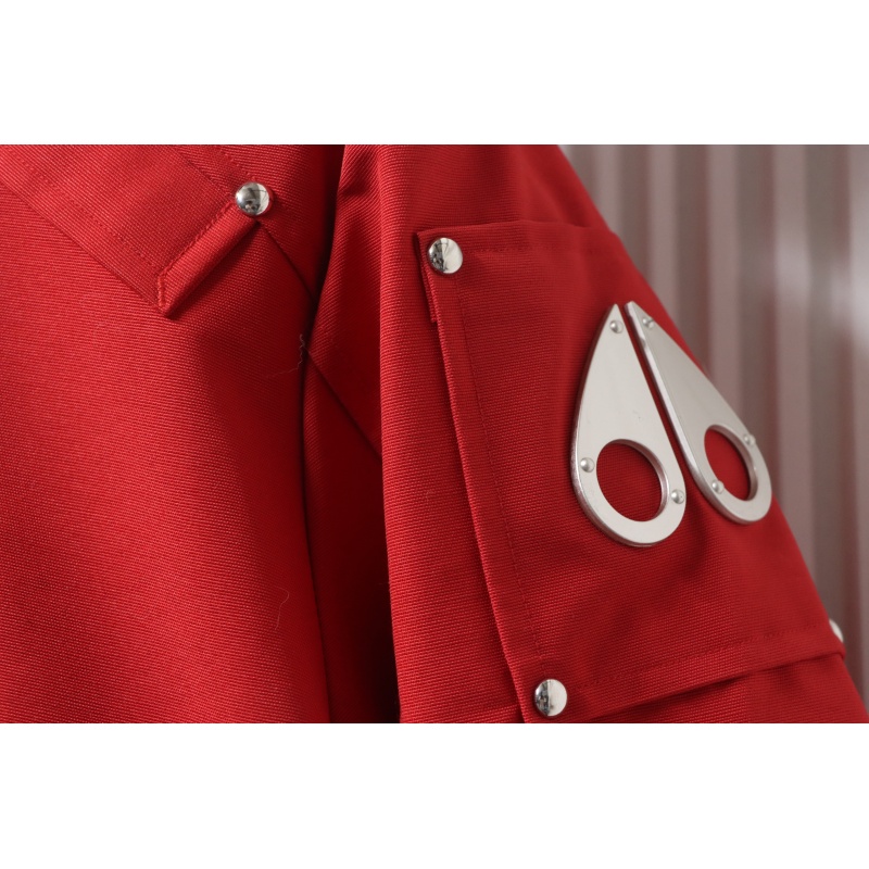 Moose Knuckles Men's Balistic Bomber Zip-Up Fur Jacket Red