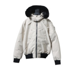Moose Knuckles Men's Balistic Bomber Zip-Up Fur Jacket White