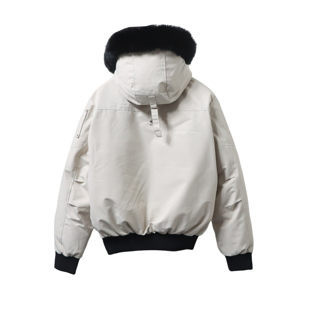 Moose Knuckles Men's Balistic Bomber Zip-Up Fur Jacket White