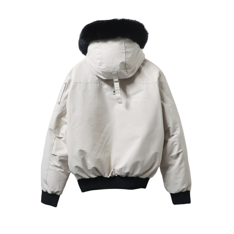 Moose Knuckles Men's Balistic Bomber Zip-Up Fur Jacket White