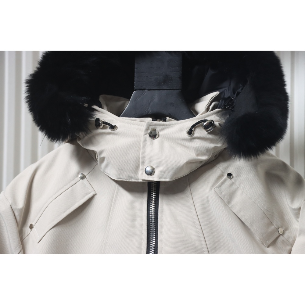 Moose Knuckles Men's Balistic Bomber Zip-Up Fur Jacket White