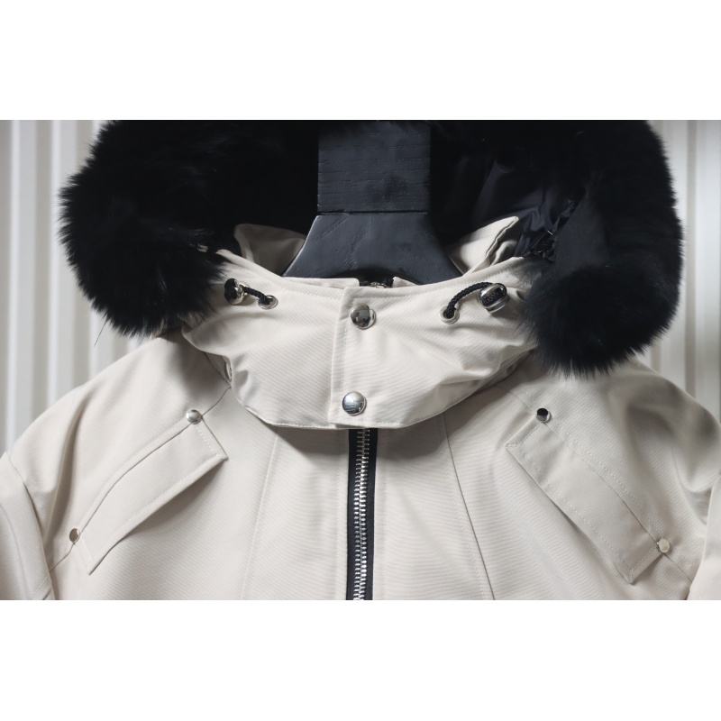 Moose Knuckles Men's Balistic Bomber Zip-Up Fur Jacket White