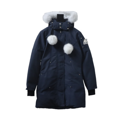 Moose Knuckles Women's Debbie Down Bomber Jacket W/ Fur Navy Blue 01