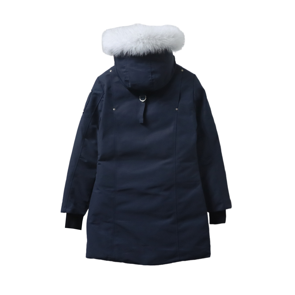 Moose Knuckles Women's Debbie Down Bomber Jacket W/ Fur Navy Blue
