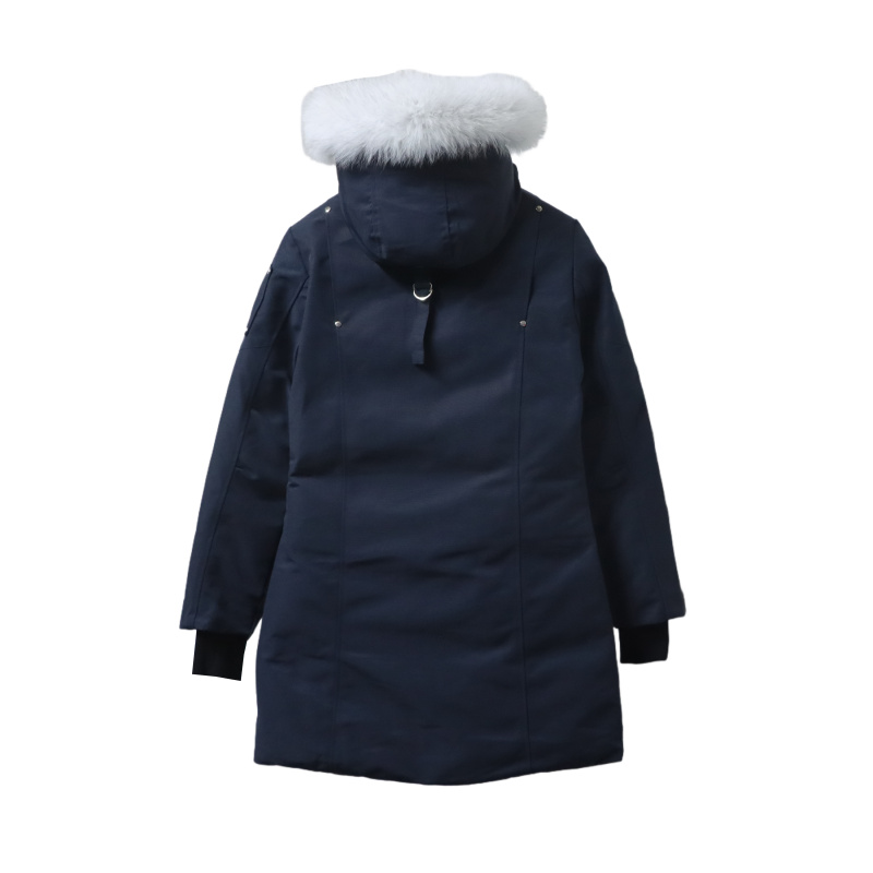 Moose Knuckles Women's Debbie Down Bomber Jacket W/ Fur Navy Blue