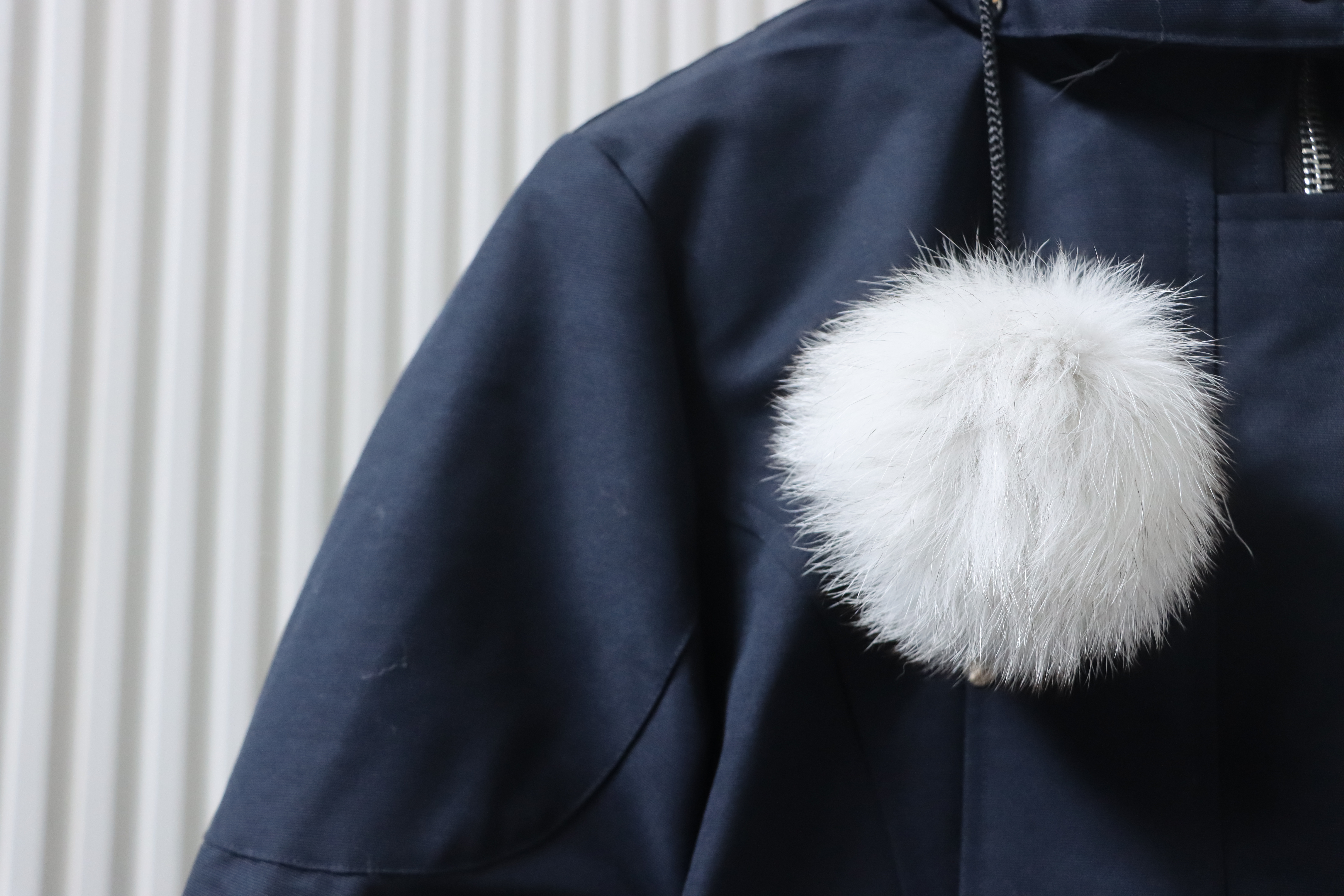 Moose Knuckles Women's Debbie Down Bomber Jacket W/ Fur Navy Blue