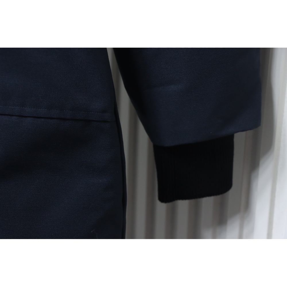 Moose Knuckles Women's Debbie Down Bomber Jacket W/ Fur Navy Blue