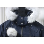 Moose Knuckles Women's Debbie Shearling Bomber Jacket Dark Blue With A Pom-Pom