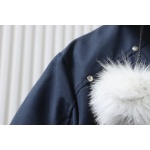 Moose Knuckles Women's Debbie Shearling Bomber Jacket Dark Blue With A Pom-Pom