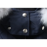 Moose Knuckles Women's Debbie Shearling Bomber Jacket Dark Blue With A Pom-Pom