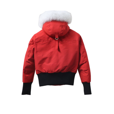 Moose Knuckles Women's Debbie Shearling Bomber Jacket Red With A Pom-Pom 02