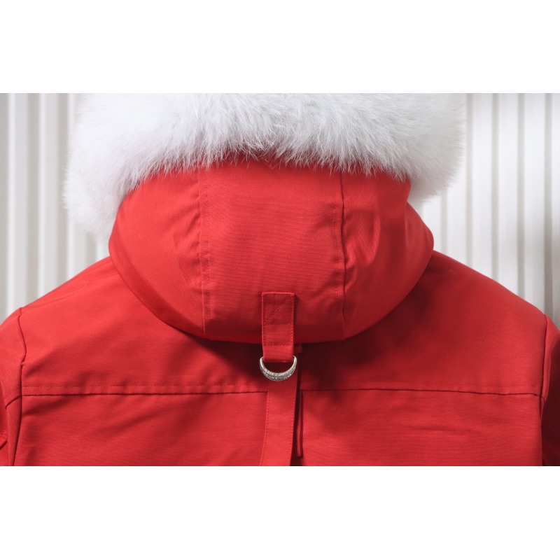Moose Knuckles Women's Debbie Shearling Bomber Jacket Red With A Pom-Pom