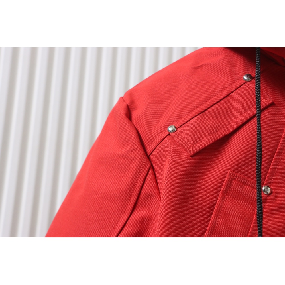 Moose Knuckles Women's Debbie Shearling Bomber Jacket Red With A Pom-Pom