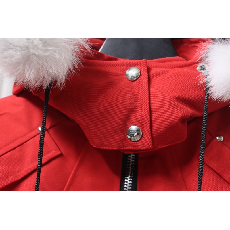 Moose Knuckles Women's Debbie Shearling Bomber Jacket Red With A Pom-Pom