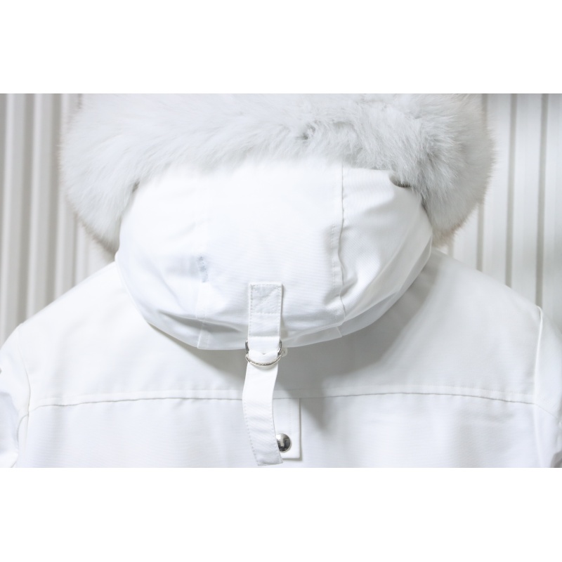 Moose Knuckles Women's Debbie Shearling Bomber Jacket White With A Pom-Pom