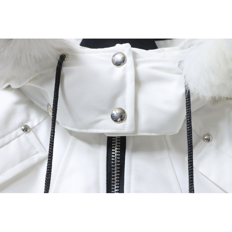 Moose Knuckles Women's Debbie Shearling Bomber Jacket White With A Pom-Pom