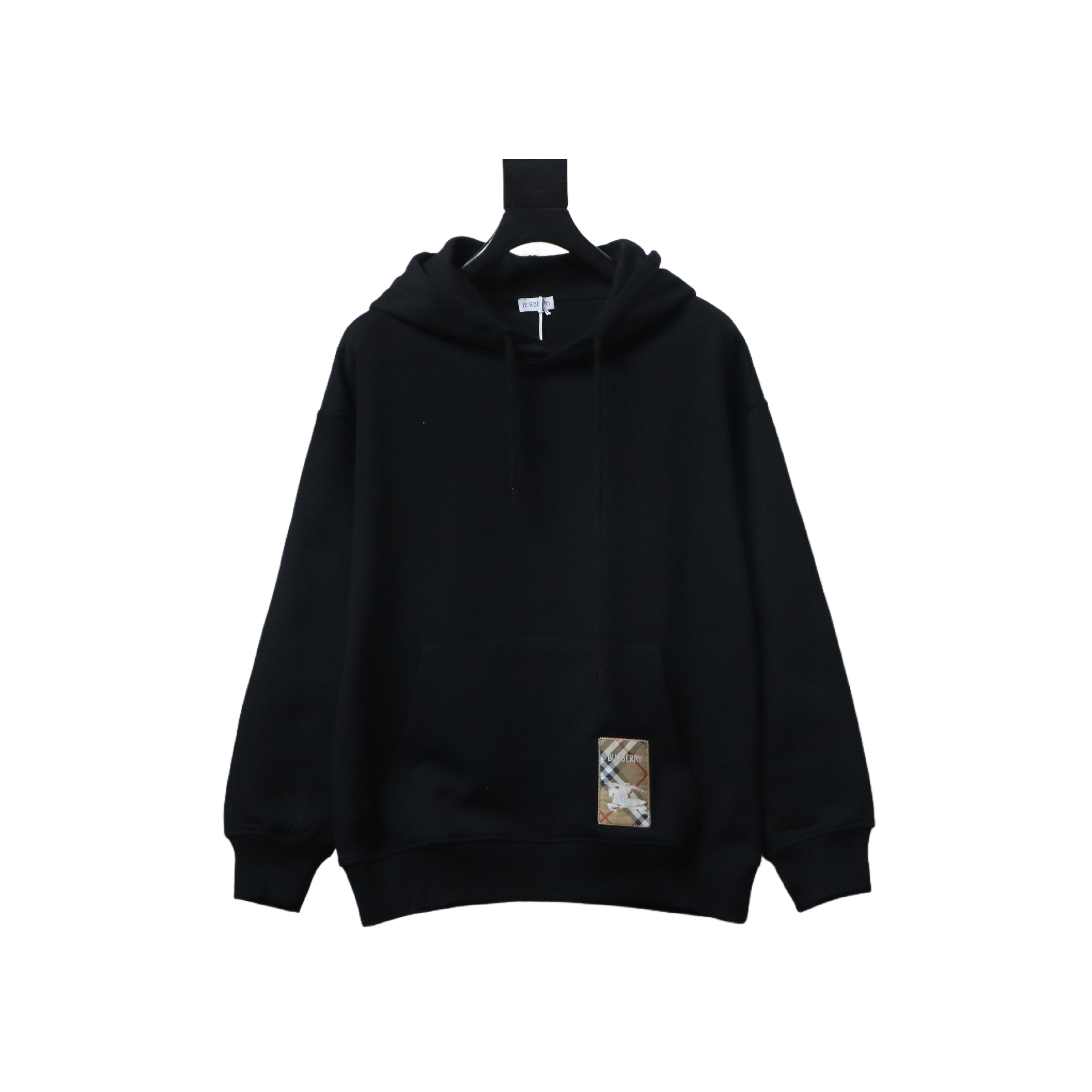 Burberry 25FW Warhorse Check Logo Embroidered Hoodie Black