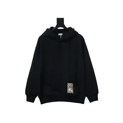 Burberry 25FW Warhorse Check Logo Embroidered Hoodie Black 01