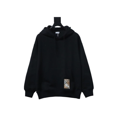 Burberry 25FW Warhorse Check Logo Embroidered Hoodie Black 01