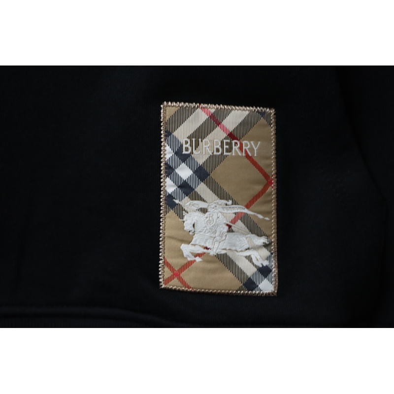 Burberry 25FW Warhorse Check Logo Embroidered Hoodie Black