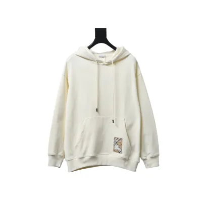 Burberry 25FW Warhorse Check Logo Embroidered Hoodie White 01