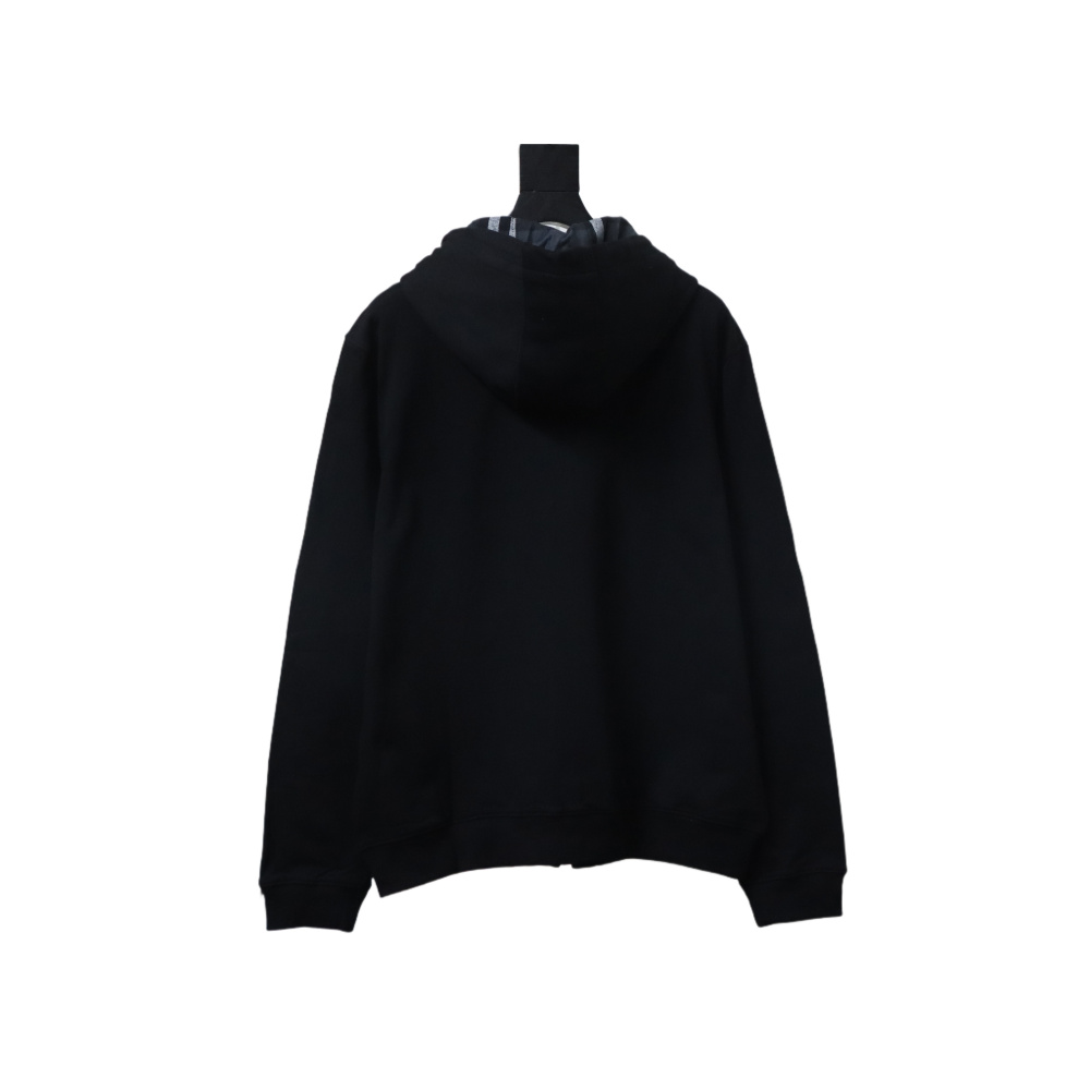 Burberry Logo Check Hooded Zip-Up Sweatshirt Black