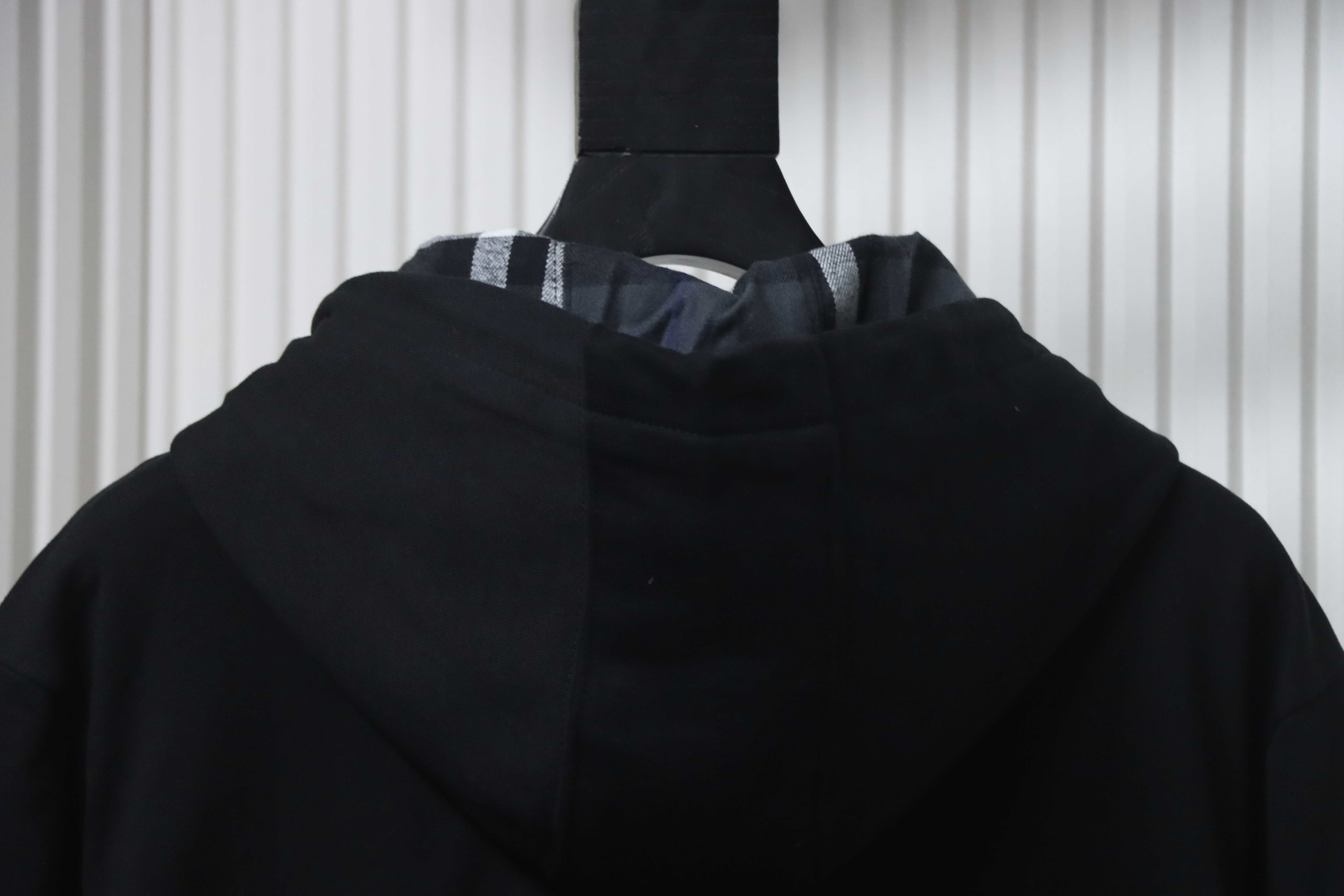 Burberry Logo Check Hooded Zip-Up Sweatshirt Black