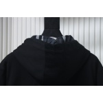 Burberry Logo Check Hooded Zip-Up Sweatshirt Black