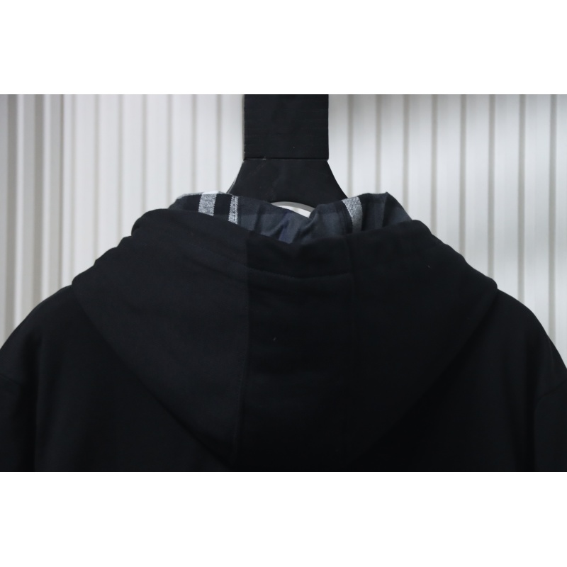 Burberry Logo Check Hooded Zip-Up Sweatshirt Black