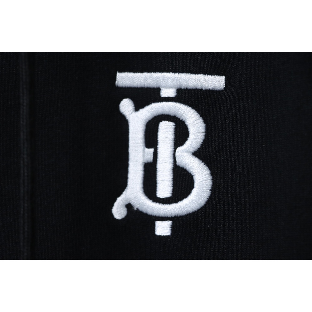 Burberry Logo Check Hooded Zip-Up Sweatshirt Black