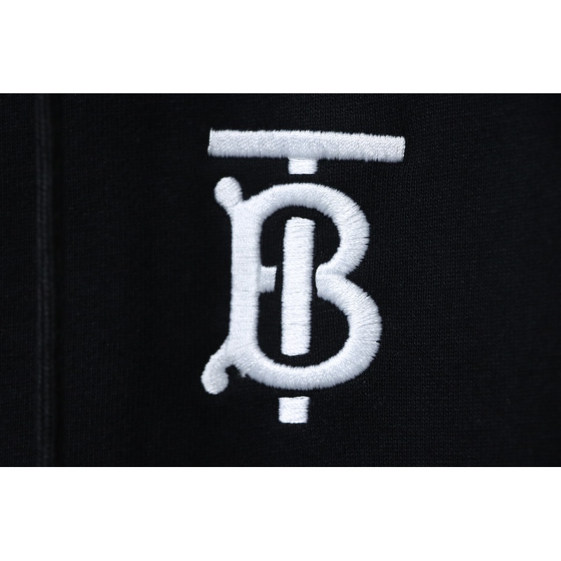 Burberry Logo Check Hooded Zip-Up Sweatshirt Black