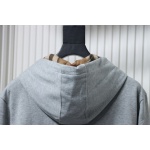 Burberry Logo Check Hooded Zip-Up Sweatshirt Grey