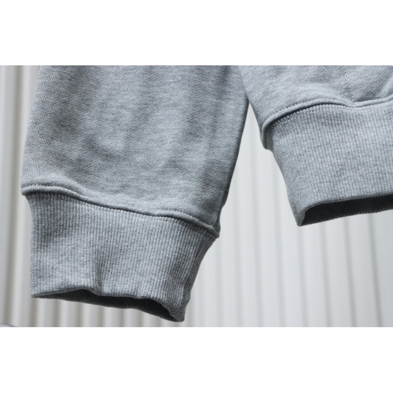 Burberry Logo Check Hooded Zip-Up Sweatshirt Grey