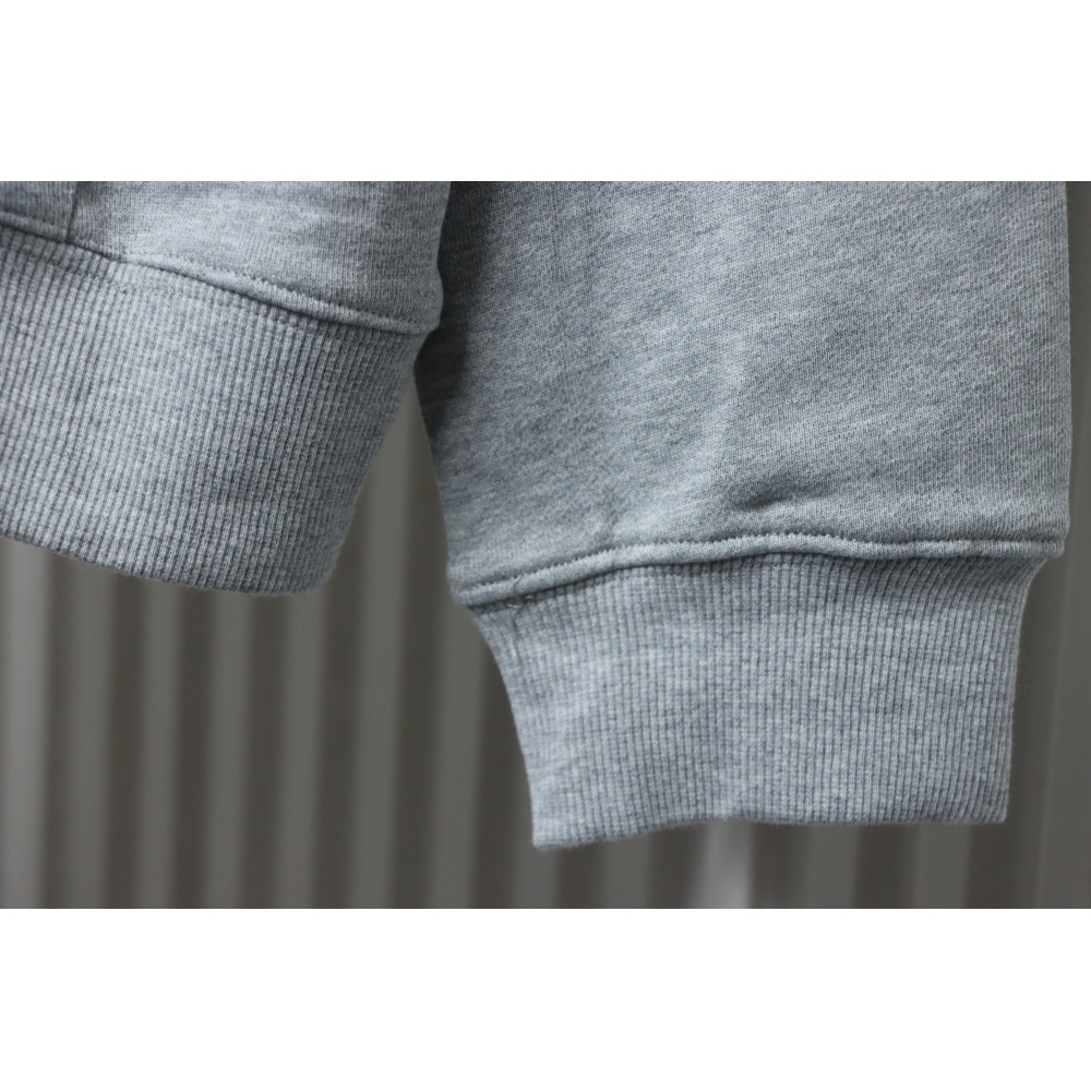 Burberry Logo Check Hooded Zip-Up Sweatshirt Grey