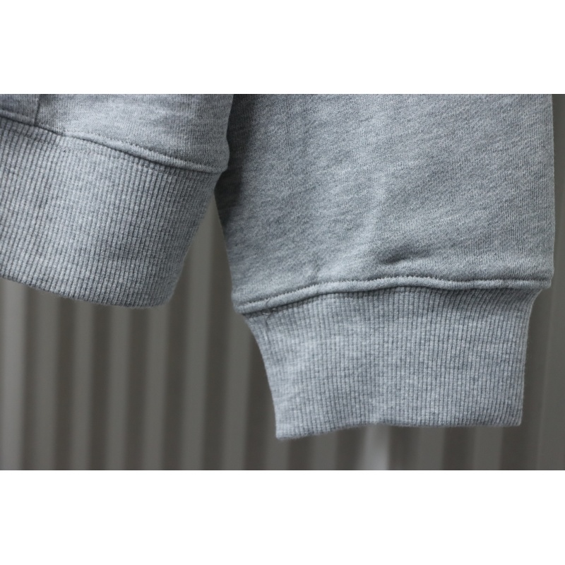 Burberry Logo Check Hooded Zip-Up Sweatshirt Grey