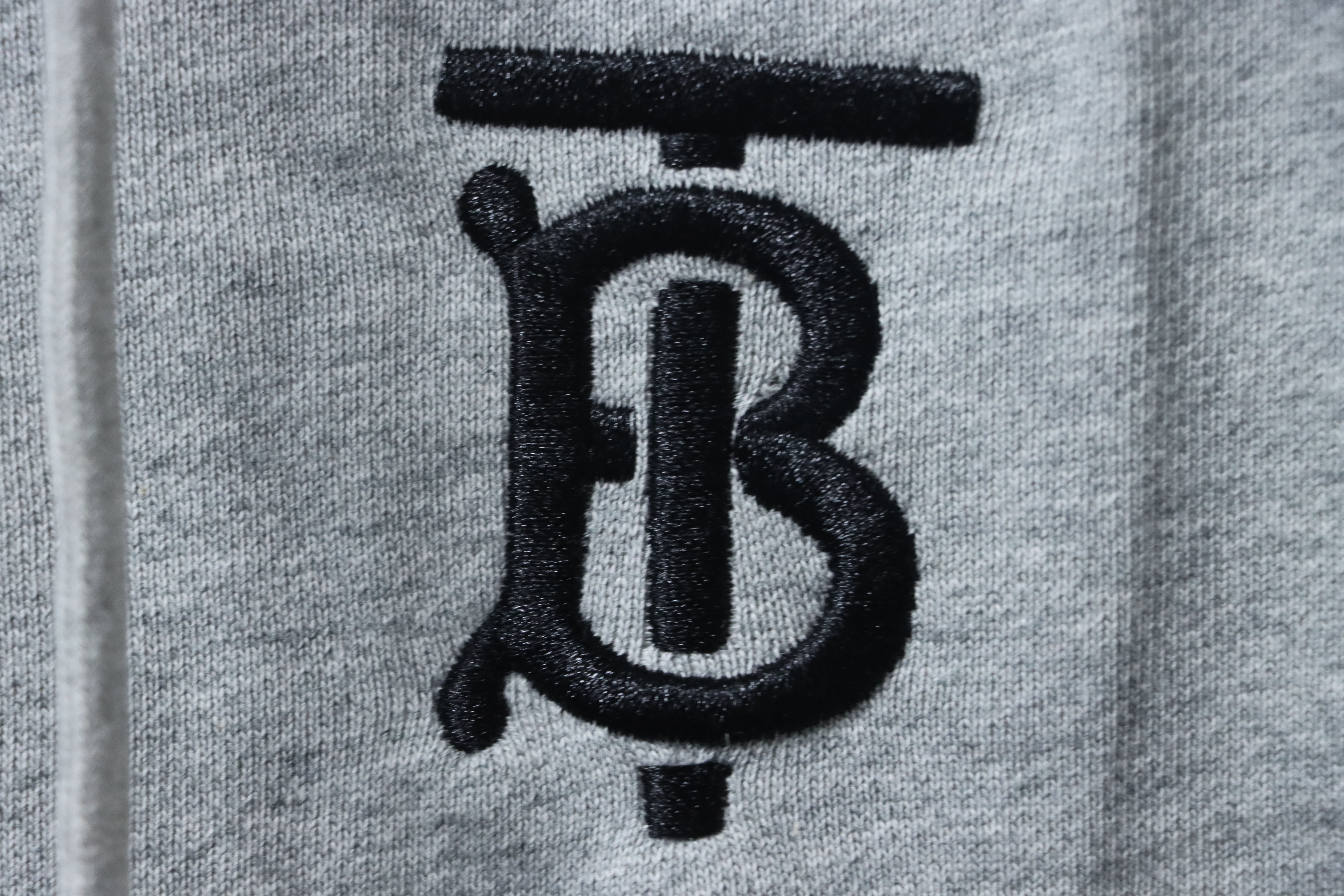 Burberry Logo Check Hooded Zip-Up Sweatshirt Grey