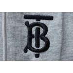 Burberry Logo Check Hooded Zip-Up Sweatshirt Grey