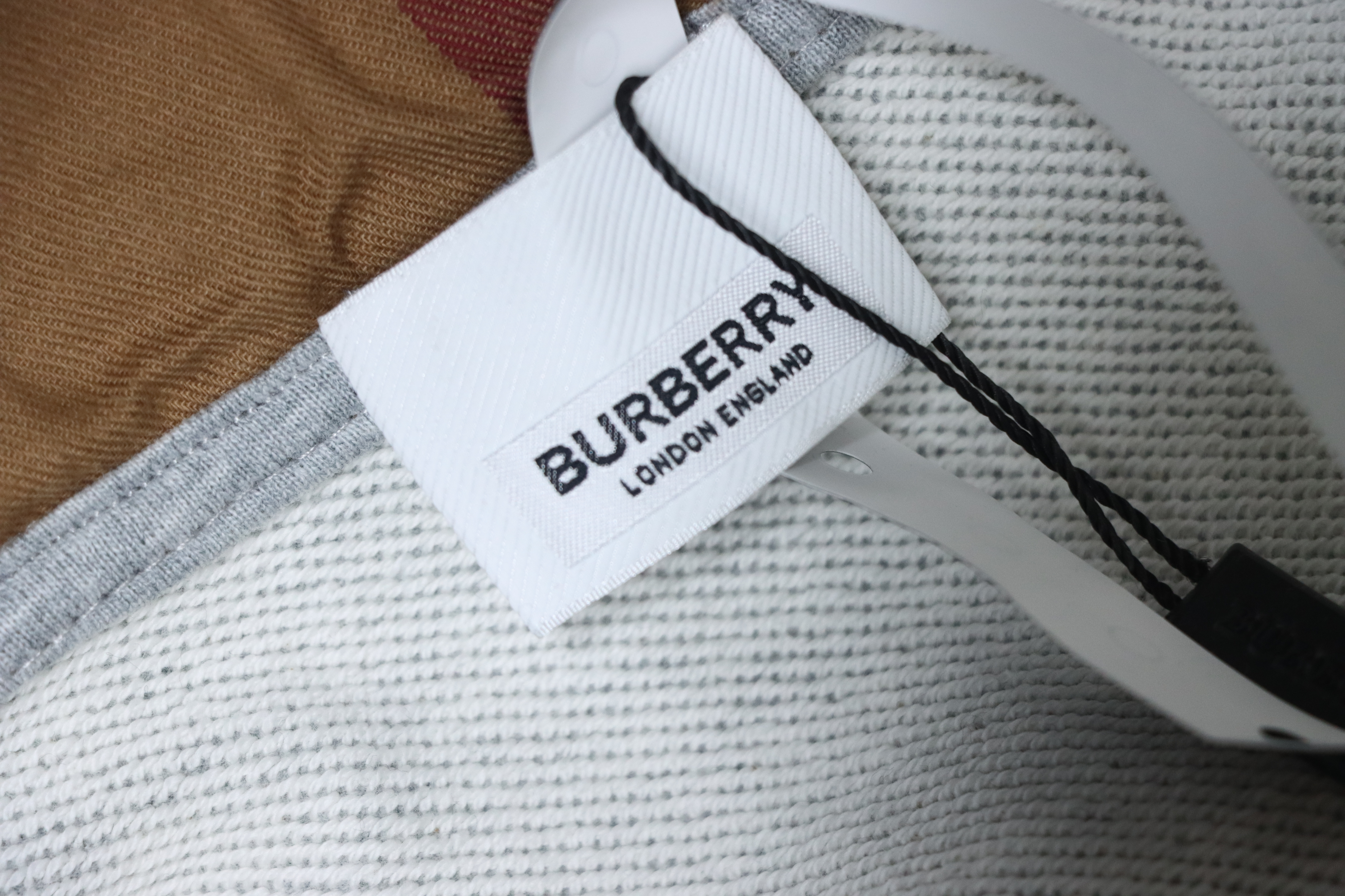 Burberry Logo Check Hooded Zip-Up Sweatshirt Grey