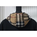 Burberry Plaid Panel Zip-Up Hooded Jacket Black