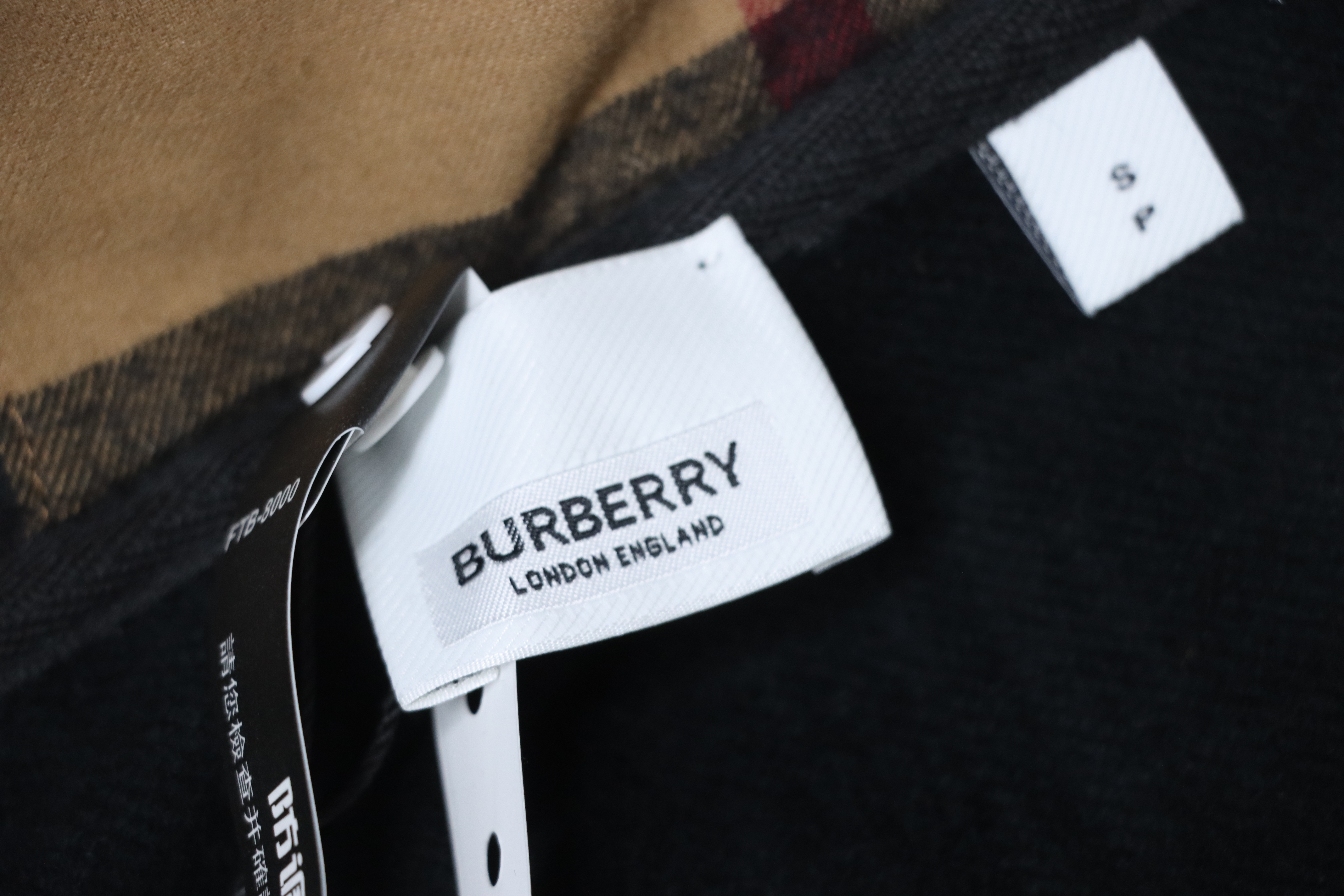 Burberry Plaid Panel Zip-Up Hooded Jacket Black