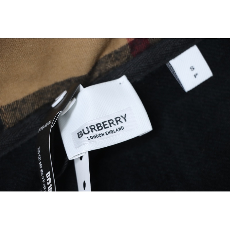 Burberry Plaid Panel Zip-Up Hooded Jacket Black