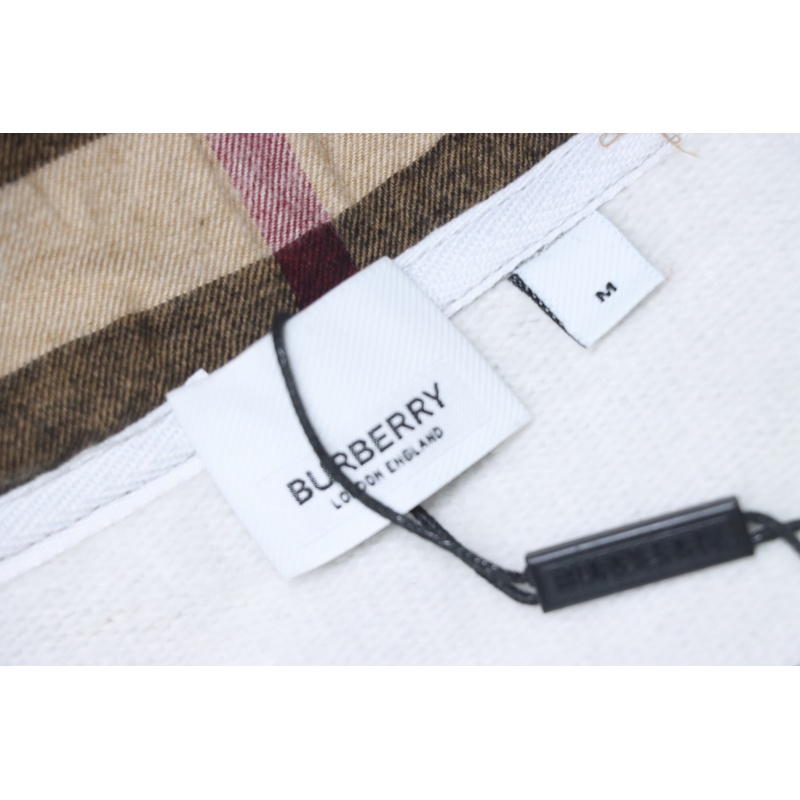 Burberry Plaid Panel Zip-Up Hooded Jacket Grey