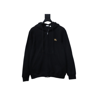 Burberry Warhorse Cross-Stitch Zippered Hooded Jacket Black 01