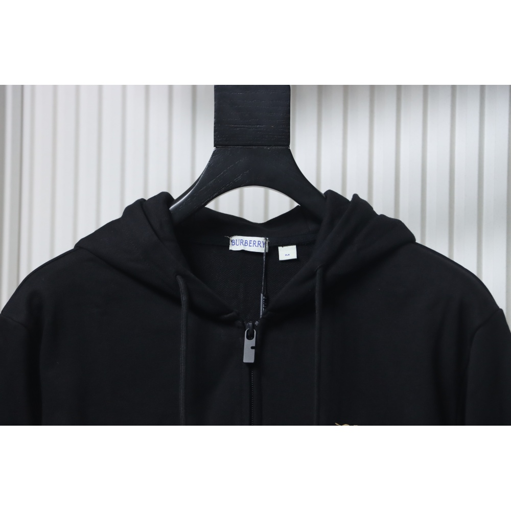 Burberry Warhorse Cross-Stitch Zippered Hooded Jacket Black