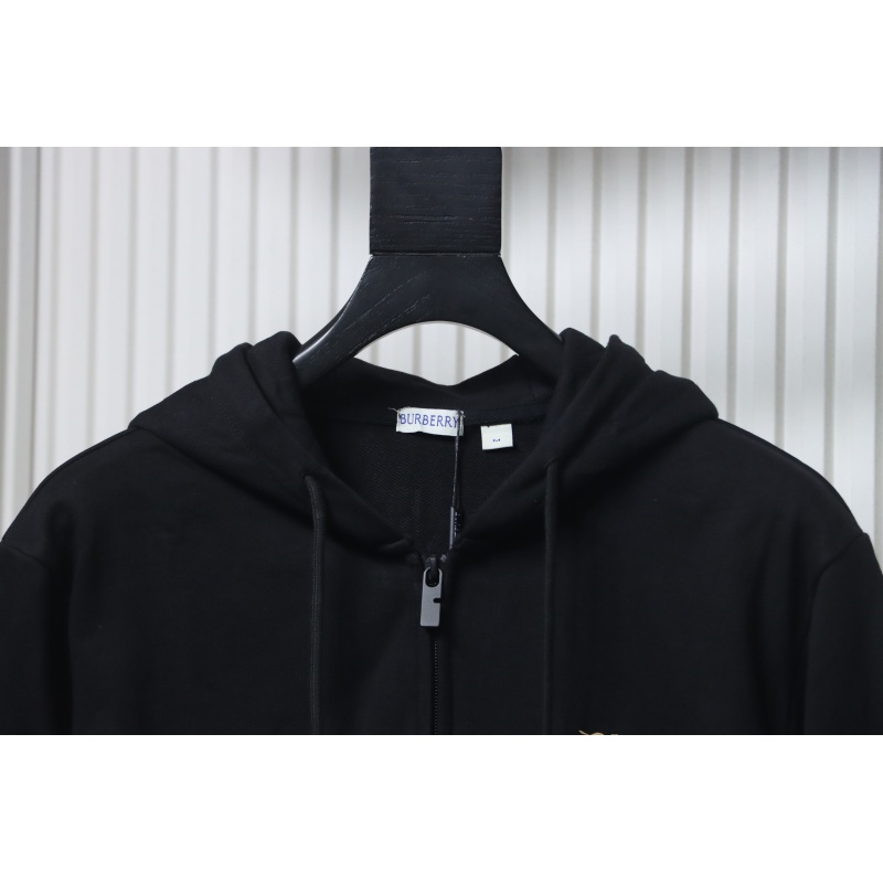 Burberry Warhorse Cross-Stitch Zippered Hooded Jacket Black