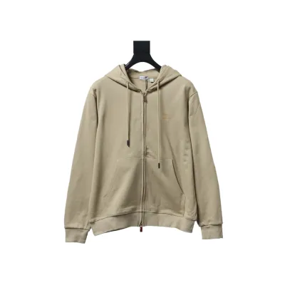 Burberry Warhorse Cross-Stitch Zippered Hooded Jacket Brown 01