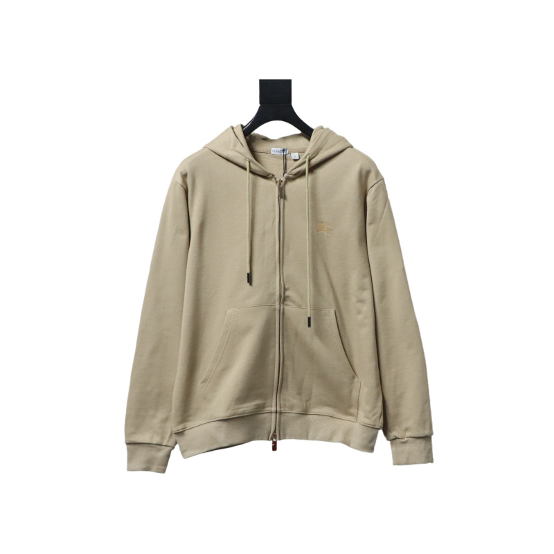 Burberry Warhorse Cross-Stitch Zippered Hooded Jacket Brown