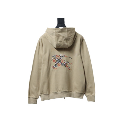 Burberry Warhorse Cross-Stitch Zippered Hooded Jacket Brown 02