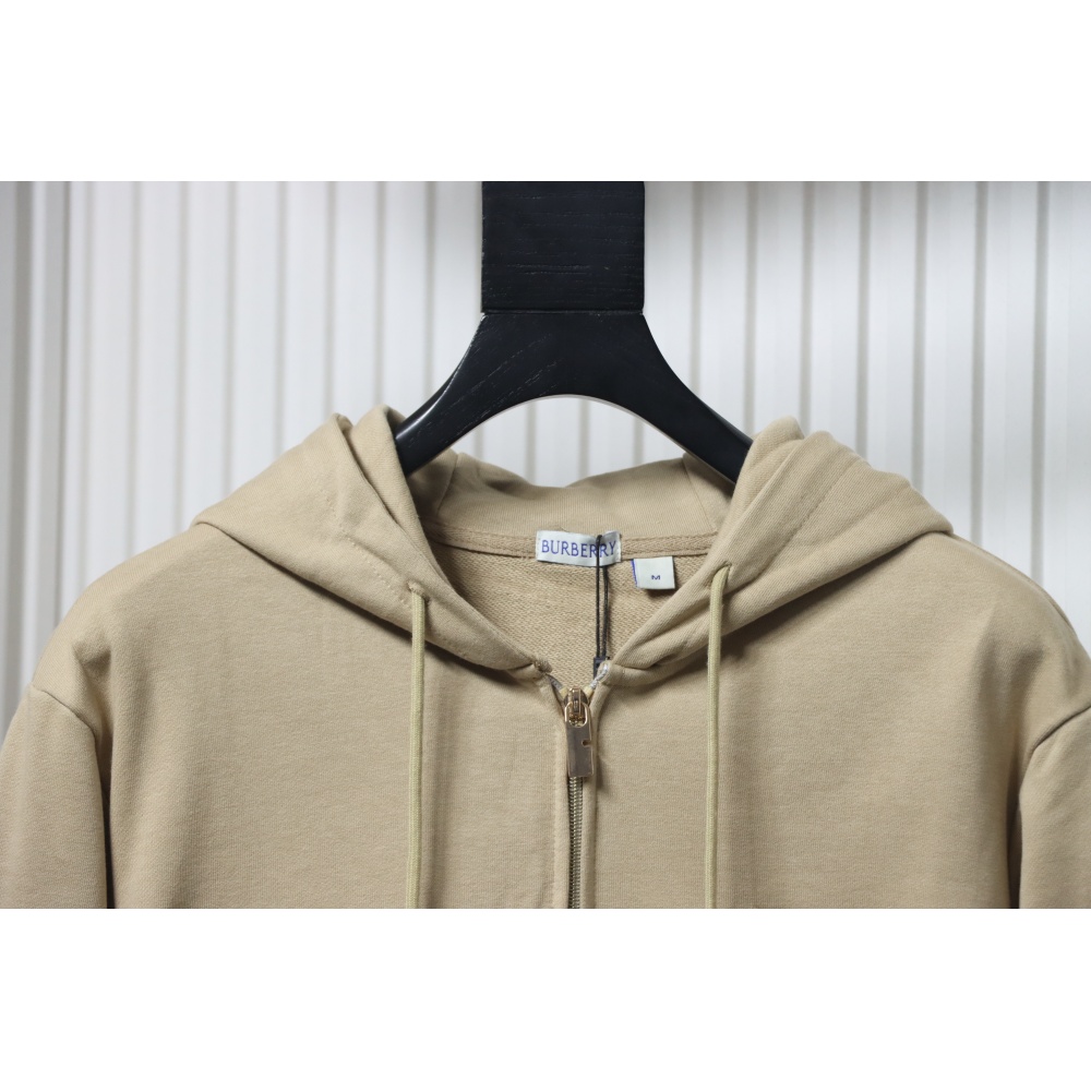 Burberry Warhorse Cross-Stitch Zippered Hooded Jacket Brown